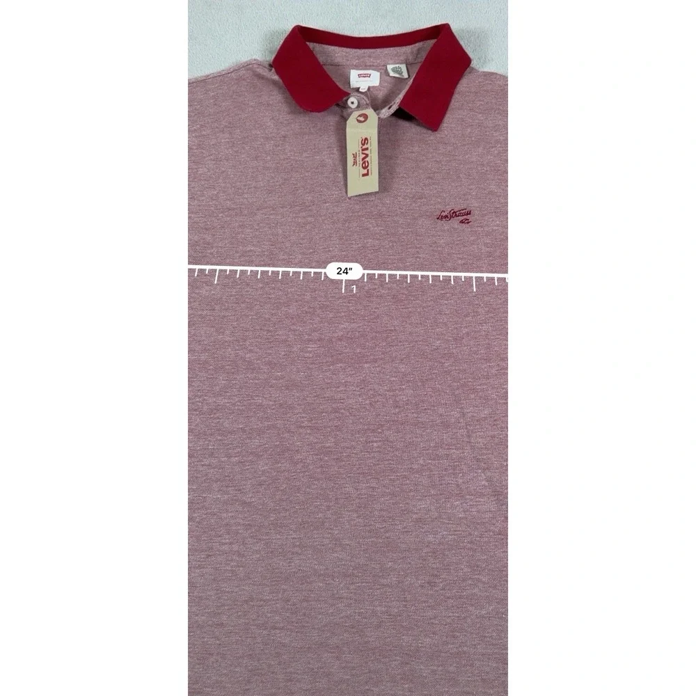 Levi's Men's Two-Tone Pique Polo Shirt With Script Embroidery Red Size XXL